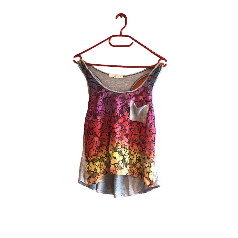 REWIND MUSCLE SUMMER VIBES LACED BOHO COLORFUL TOP SIZE M HIPPIE FAIRY FLORAL